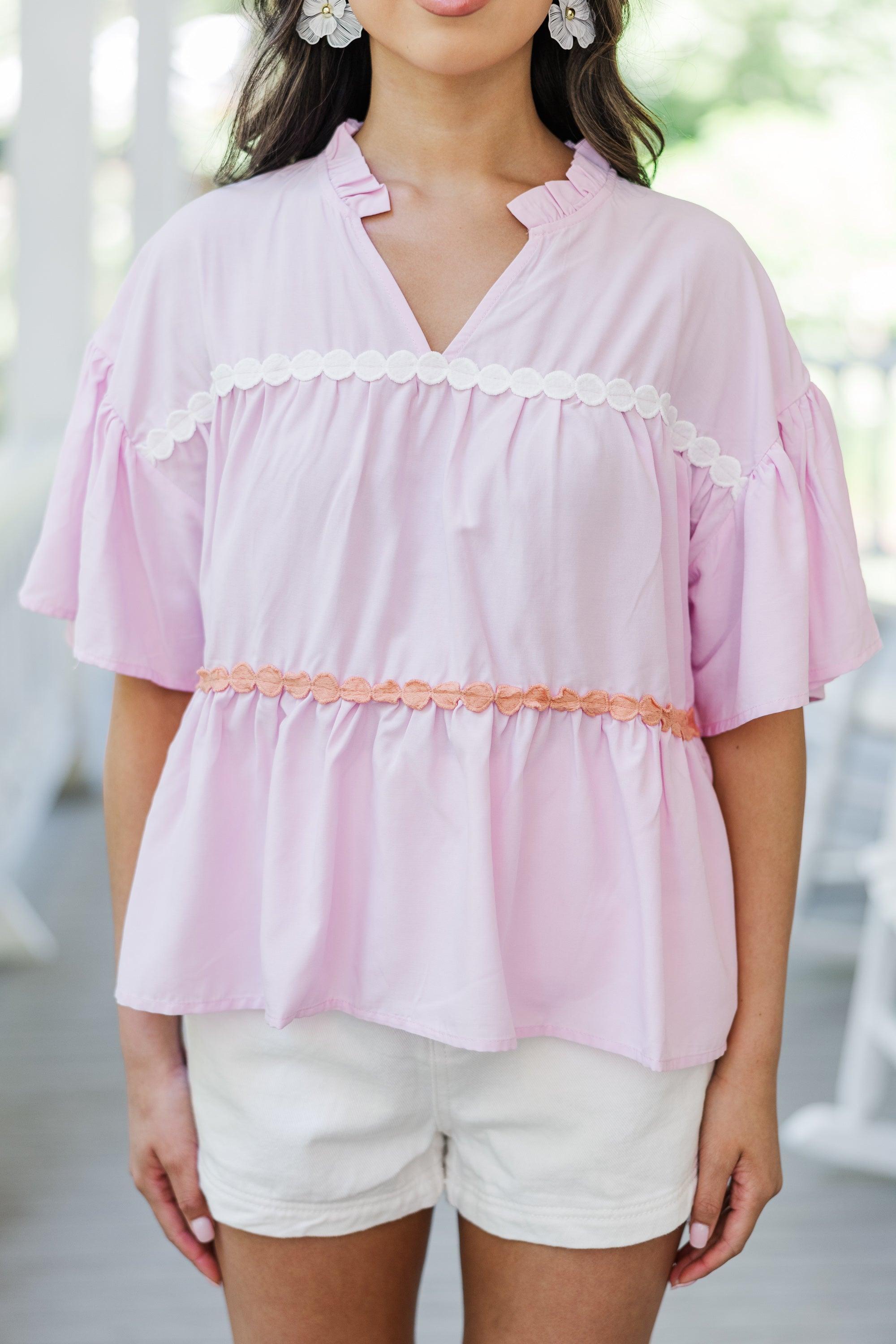 Just Can't Lose Pink Rickrack Blouse Female Product Image