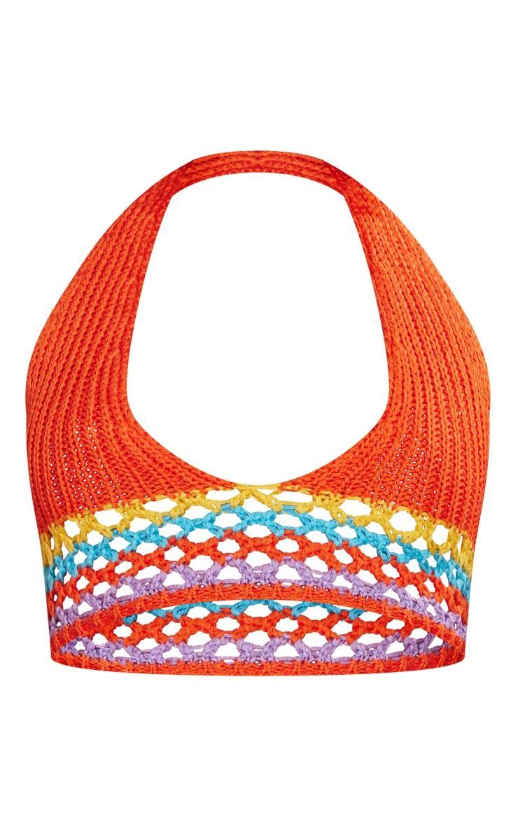 Multi Stripe Crochet Knit Plunge Bralet Product Image