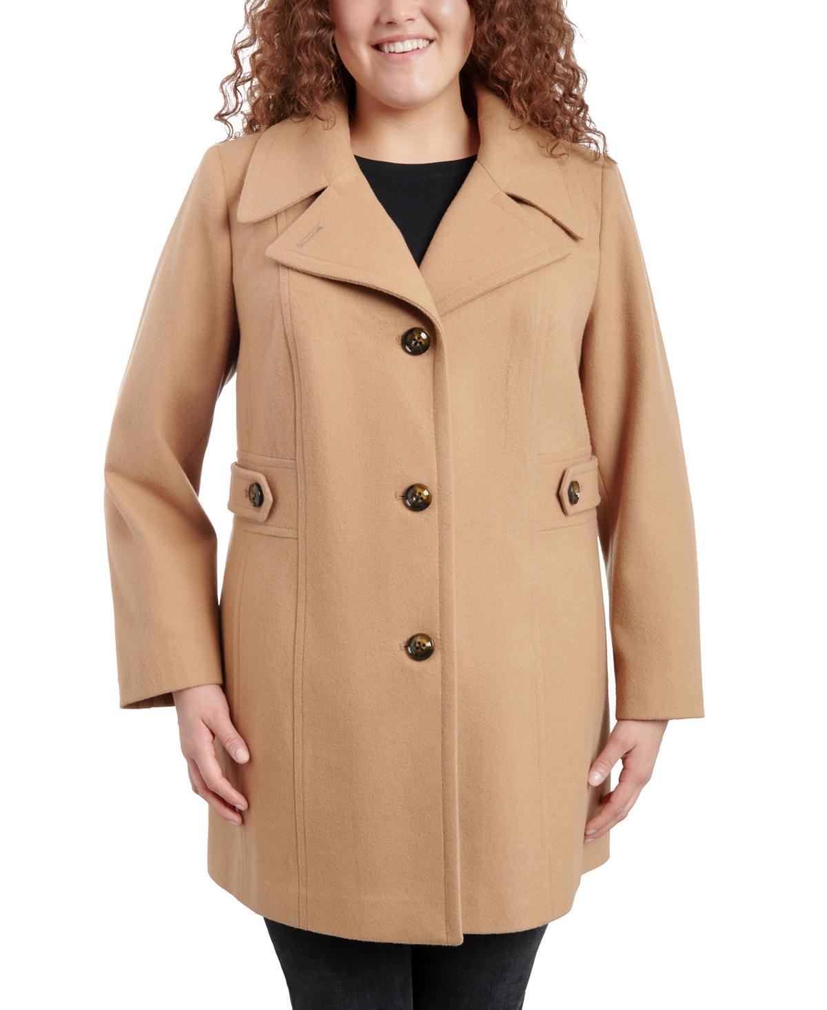 Anne Klein Plus Size Single-Breasted Peacoat, Created for Macys Product Image