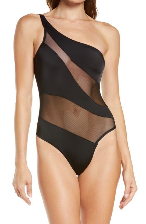 NORMA KAMALI Snake Mesh One-piece Swimsuit In Black Mesh Product Image