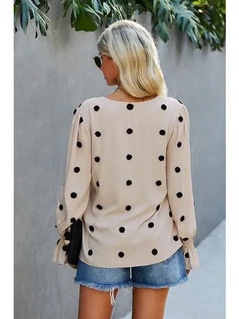 Long Sleeve Polka Dot Blouse Female Product Image