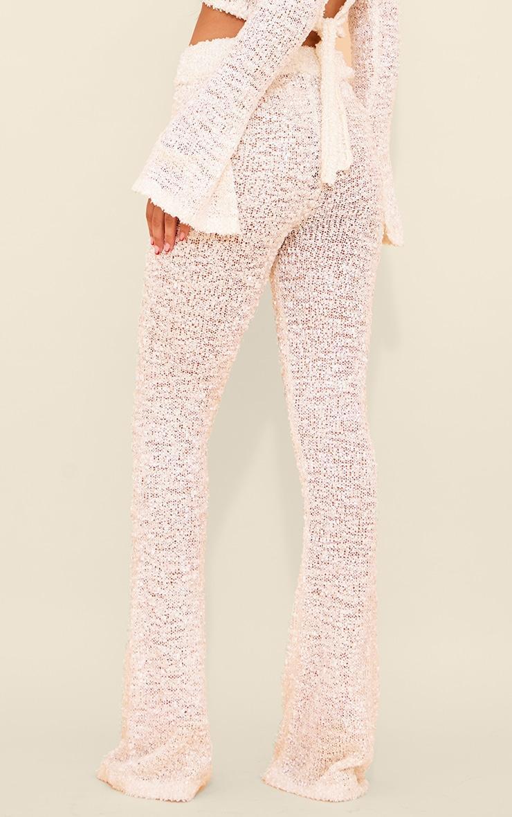  Cream Bobble Knit Flared Pants Product Image