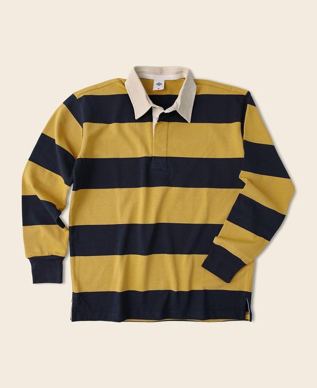 Classic Fit Striped Jersey Rugby Shirt - Yellow/Navy Product Image