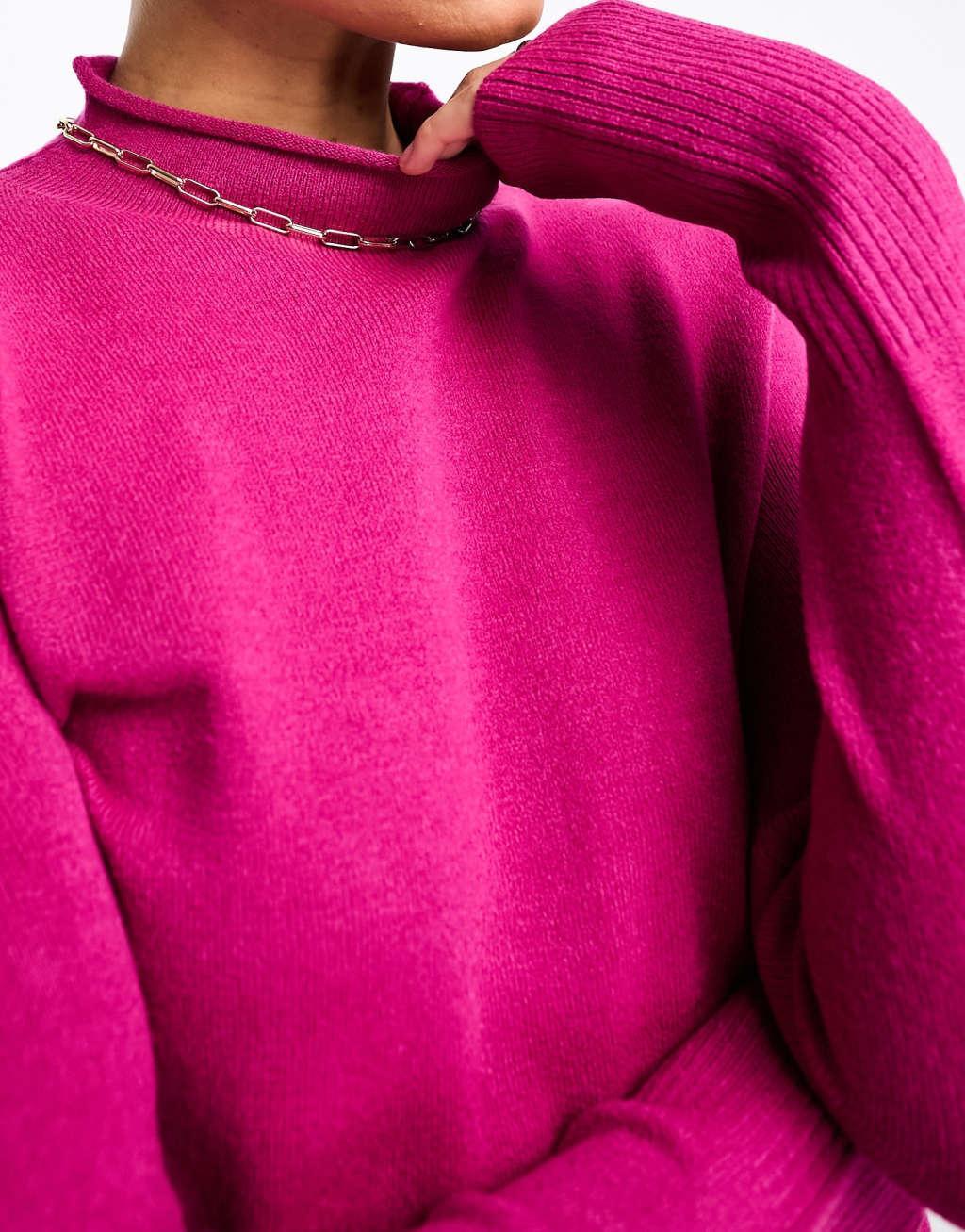 French Connection high neck sweater in pink Product Image