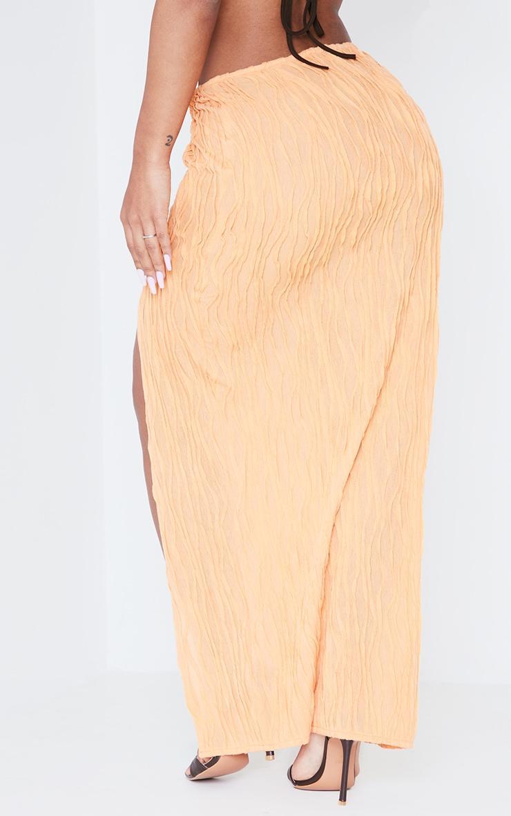 Bright Orange Textured O-ring Front Maxi Skirt Product Image