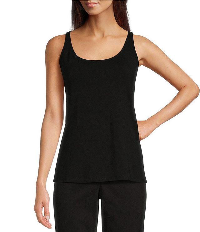 Eileen Fisher Stretch Jersey Knit Scoop Neck Sleeveless Side Slit Tank Product Image