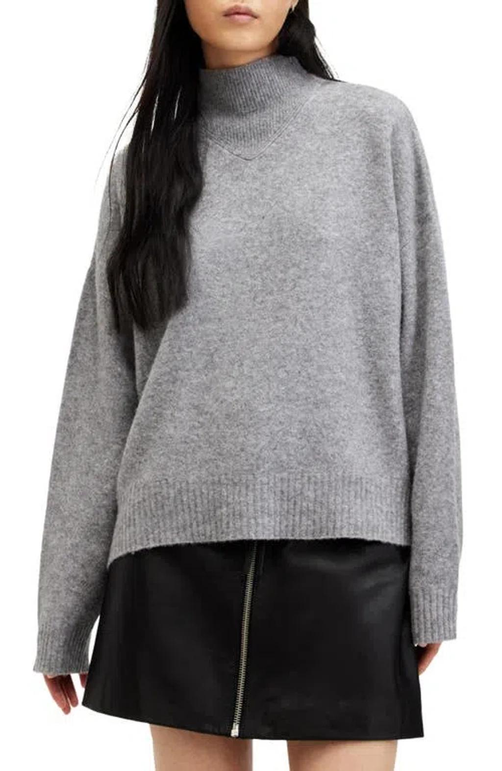 Asha Oversize Mock Neck Sweater In Grey Marl product image