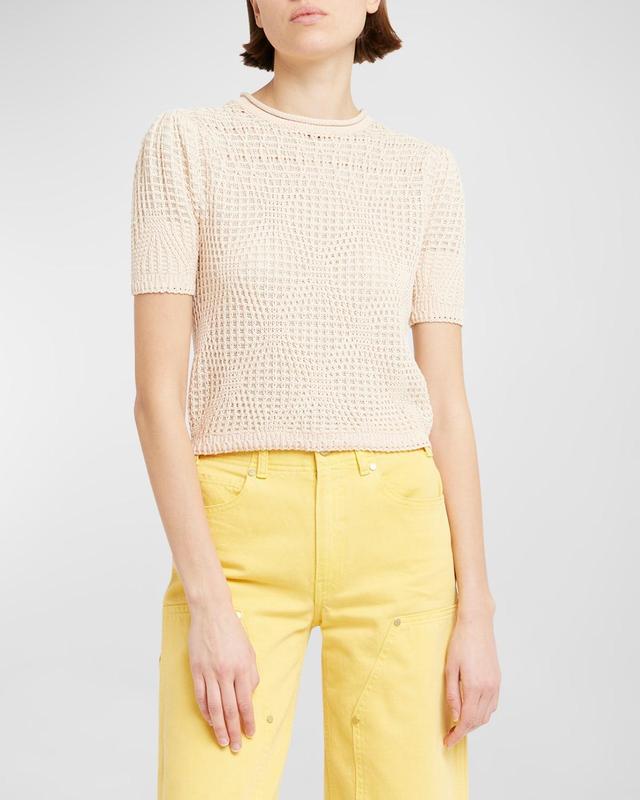 Capri Short-Sleeve Cropped Geo Knit Top Product Image