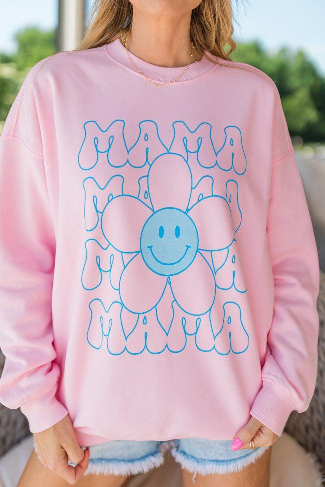 Mama Daisy Repeat Light Pink Oversized Graphic Sweatshirt Tori X Pink Lily Product Image