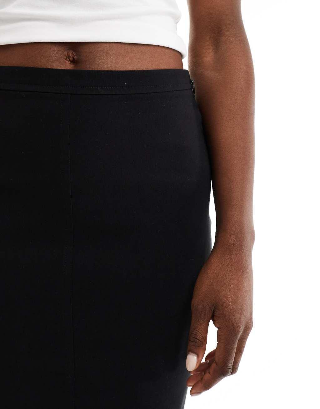 ASOS DESIGN bengaline midi pencil skirt in black Product Image