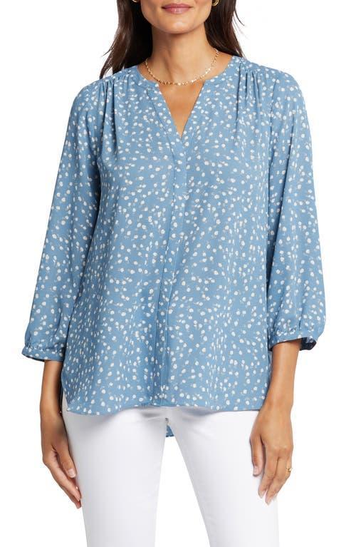 NYDJ Womens Pintuck Blouse in Valley Faire, Regular, Size: XXS | Polyester/Denim Product Image