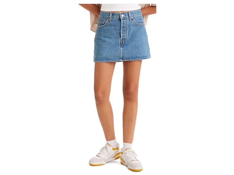 Womens Levis A-Line Button Front Mini Skirt Med Blue Product Image