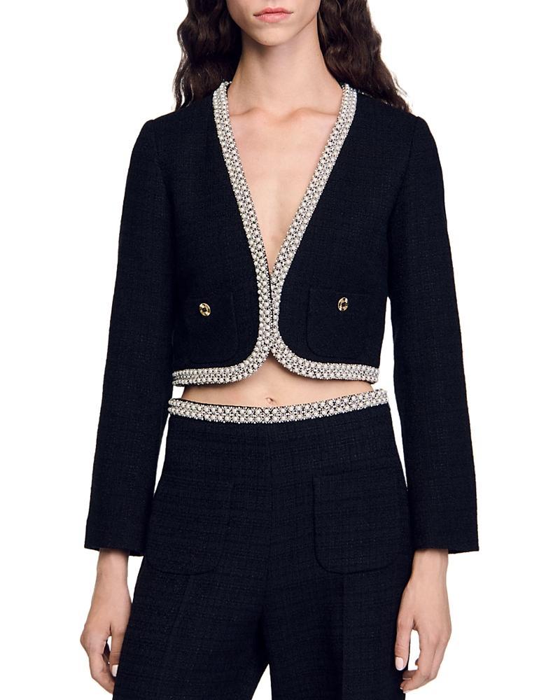 Womens Cropped Tweed Jacket Product Image