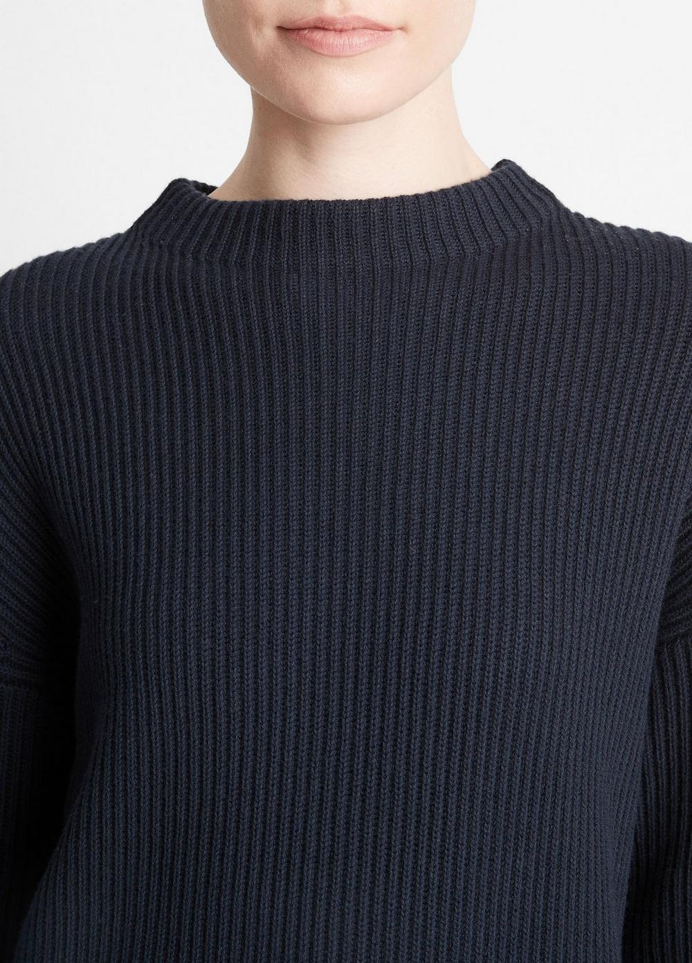 Ribbed Cotton-Cashmere Funnel Neck Sweater Product Image