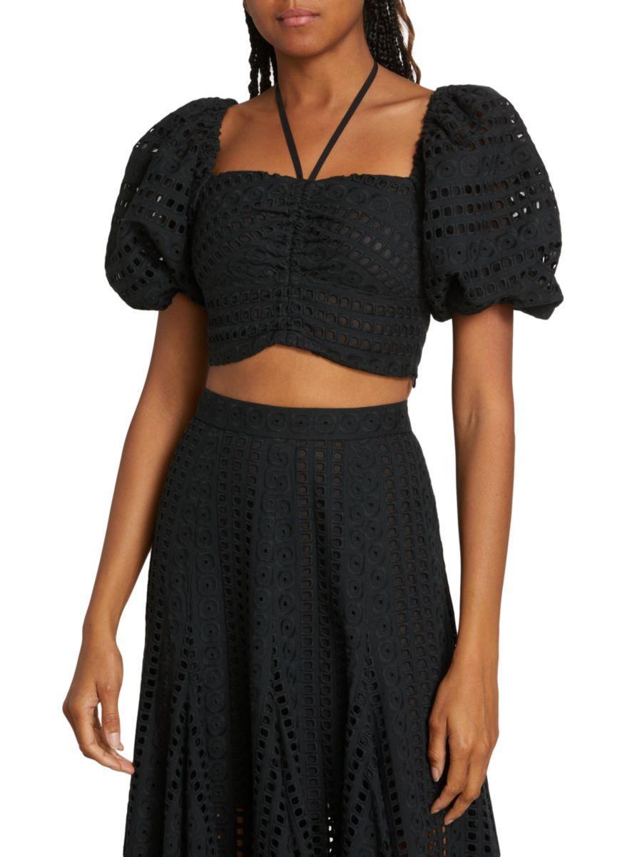 Womens Lucia Eyelet Cotton Crop Top Product Image