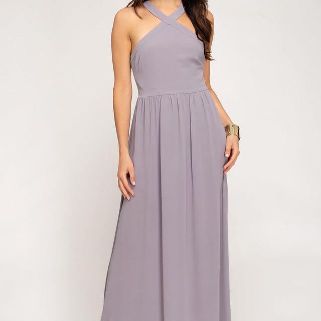 1341   Jules Halter Neck Woven Maxi Dress Product Image