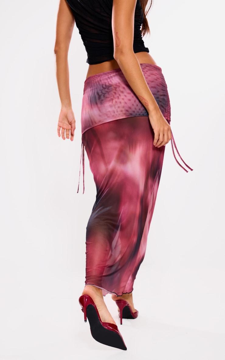 Purple Ombre Print Fold Over Waistband Maxi Skirt Product Image