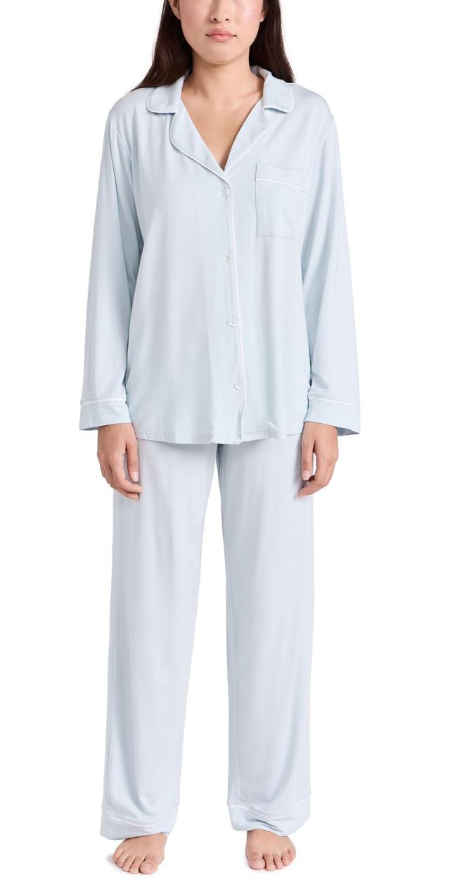 Eberjey Gisele Modal Long PJ Set Ice Blue/ Ivory XS Product Image