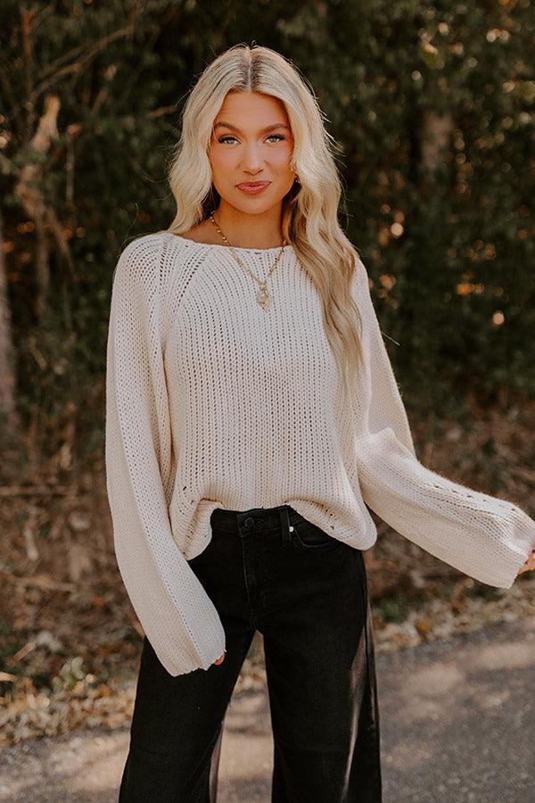 Cozy A La Mode Knit Sweater in Cream Product Image