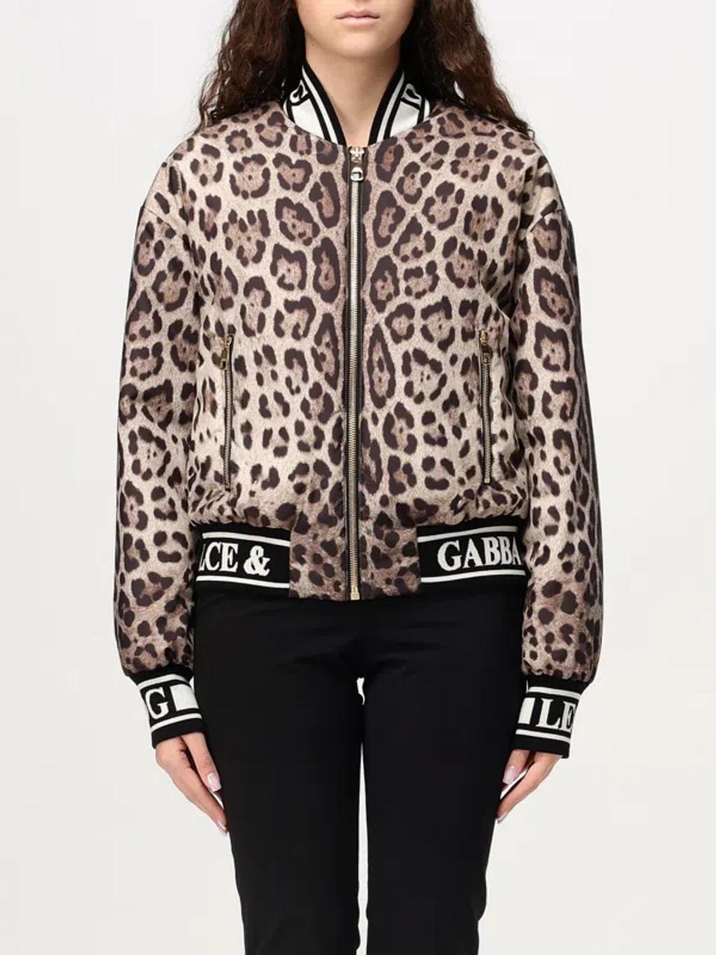 DOLCE & GABBANA Leopard-print Sequined Woven Bomber Jacket In Leopard Print Product Image