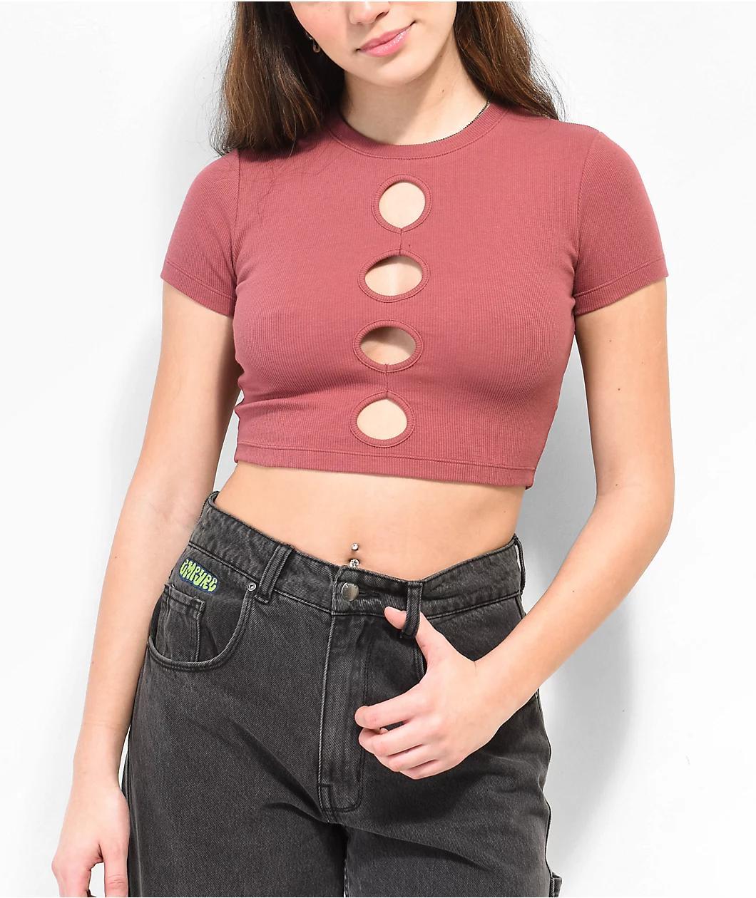 Ninth Hall Lisa Rouge Cut Out Crop Top Product Image