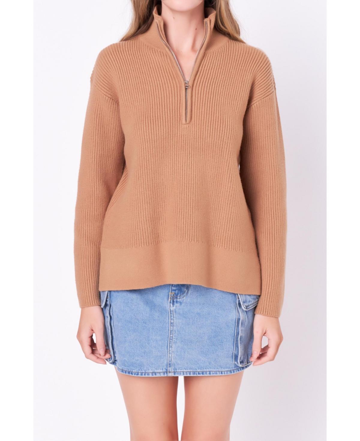 English Factory Half Zip Rib Sweater Product Image