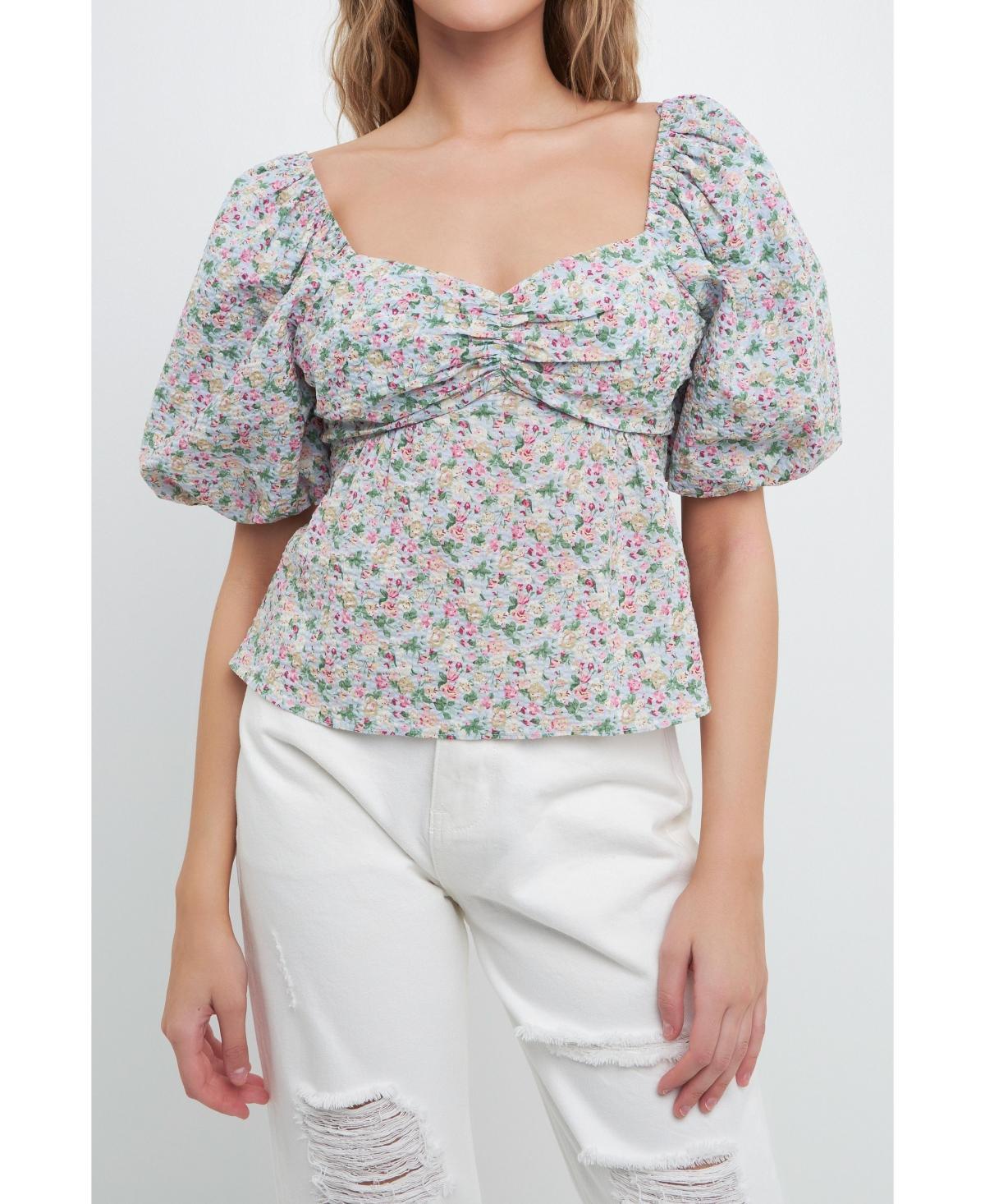 Free the Roses Womens Floral Tied Back Top Product Image