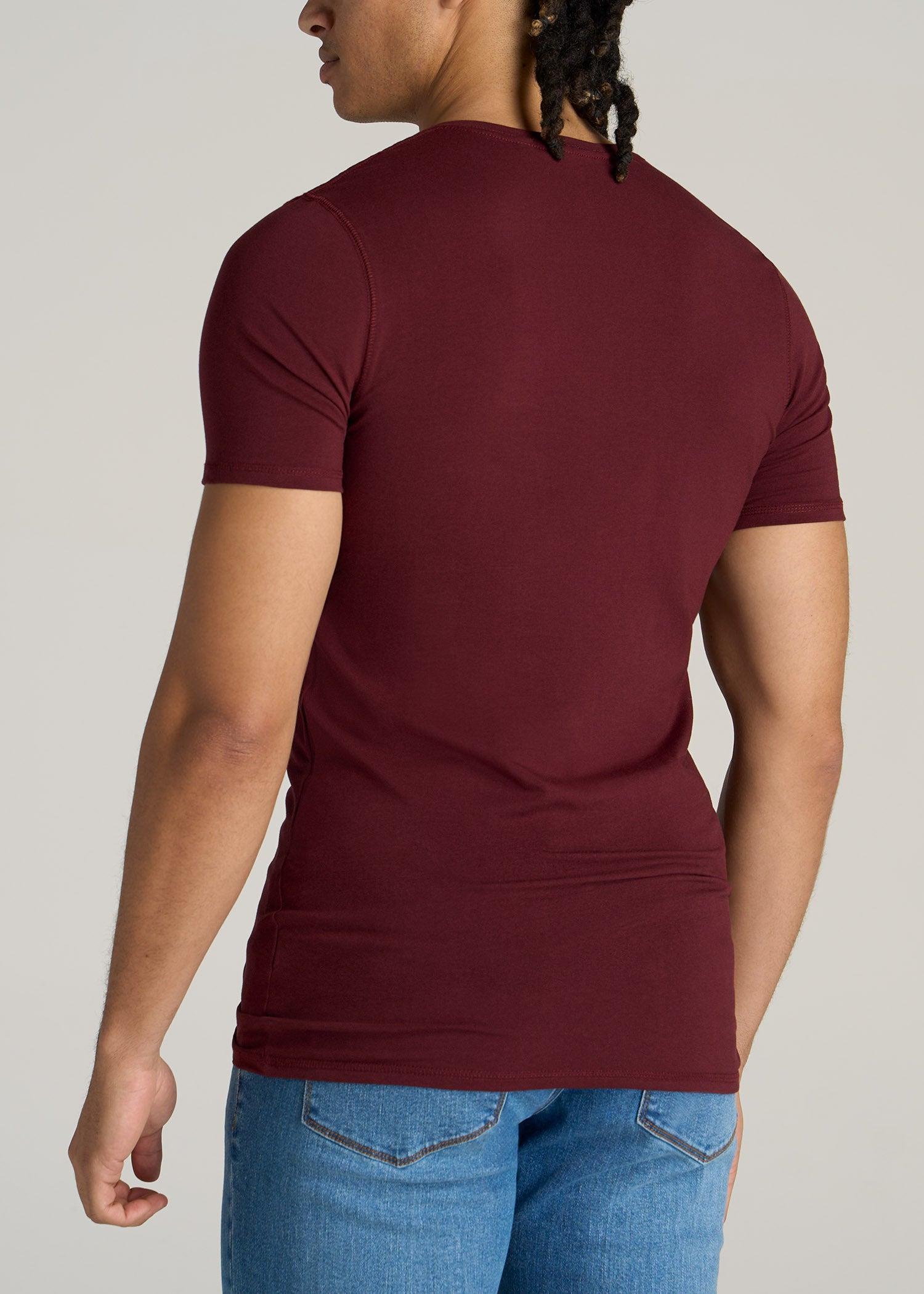 The Essential SLIM-FIT V-Neck Men's Tall Tees in Garnet Red Male Product Image