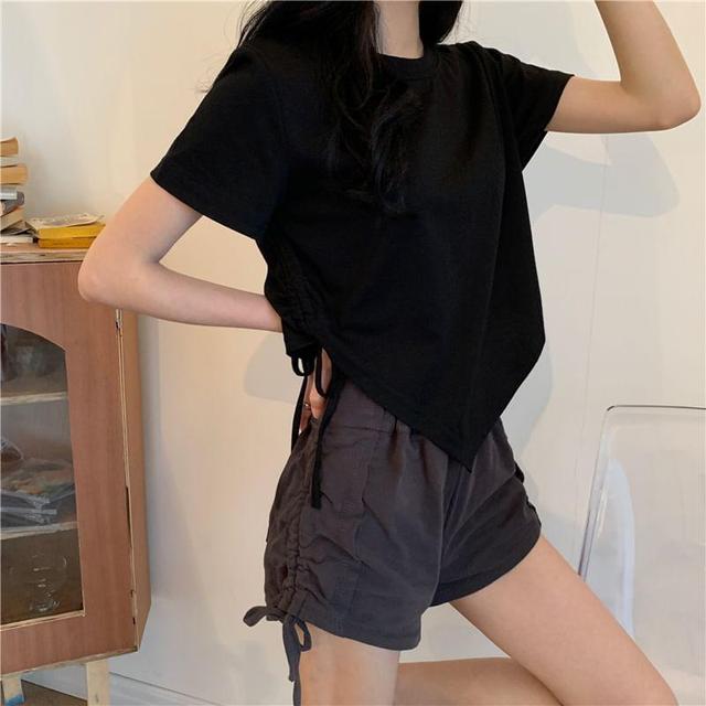 Drawstring Cropped T-Shirt Product Image