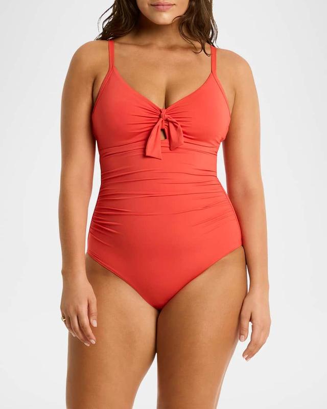 Tie Front One-Piece Swimsuit (DD-E Cup) Product Image