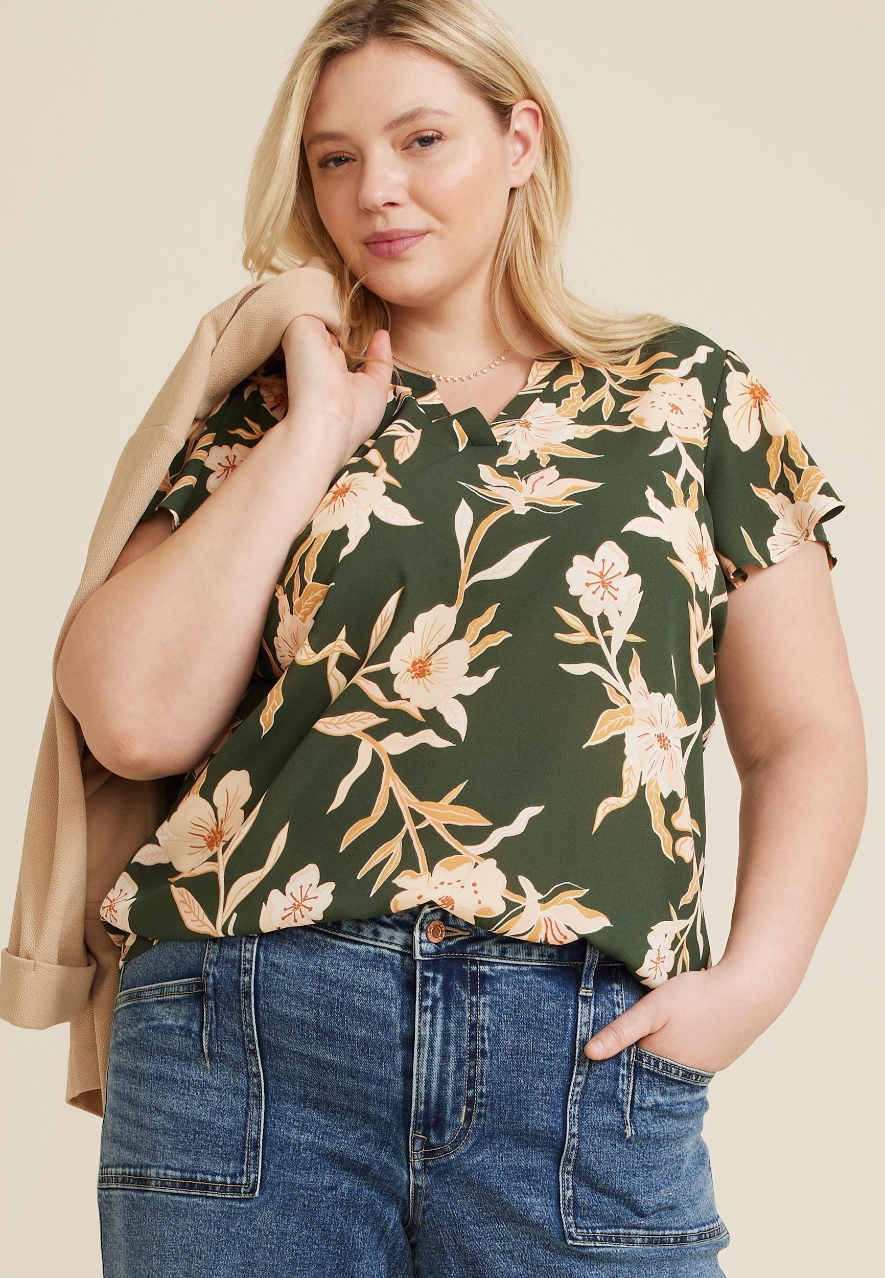 Maurices 4X Plus Size Womens Atwood Flutter Sleeve Blouse Product Image