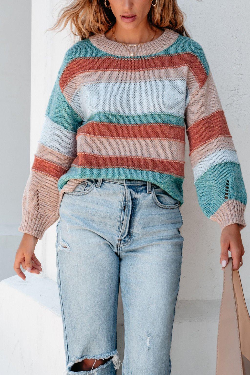 Fresh Start Multi Striped Sweater Product Image