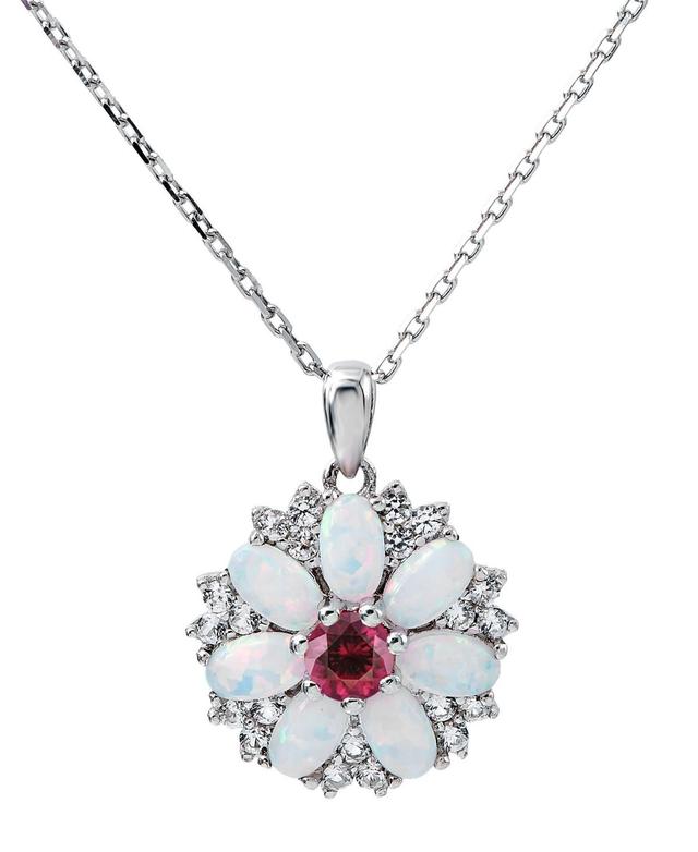 Womens Flower Pendant Necklace in Sterling Silver Product Image