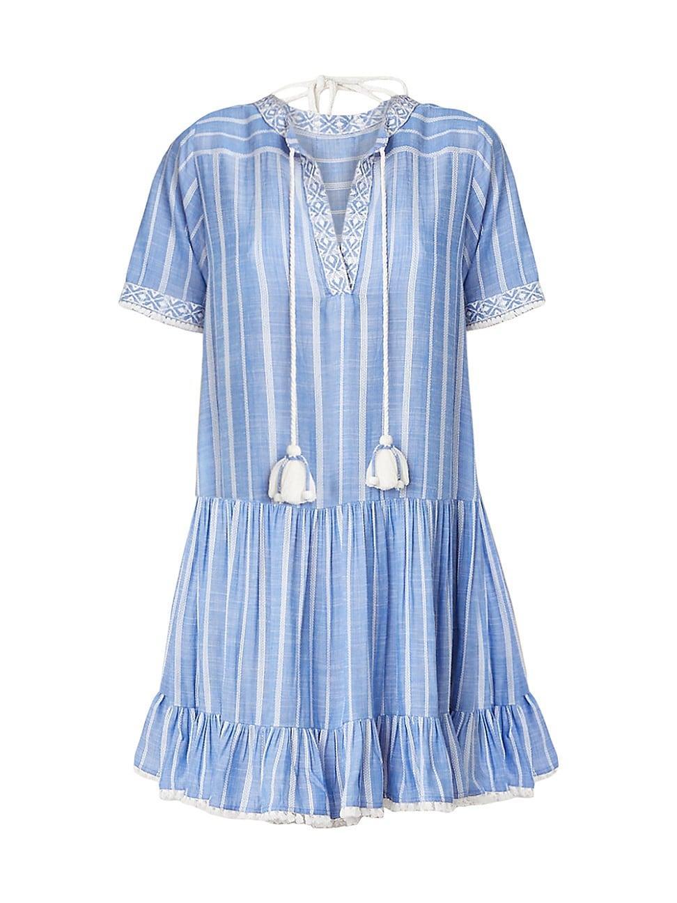 Womens Striped Chambray Short-Sleeve Minidress Product Image