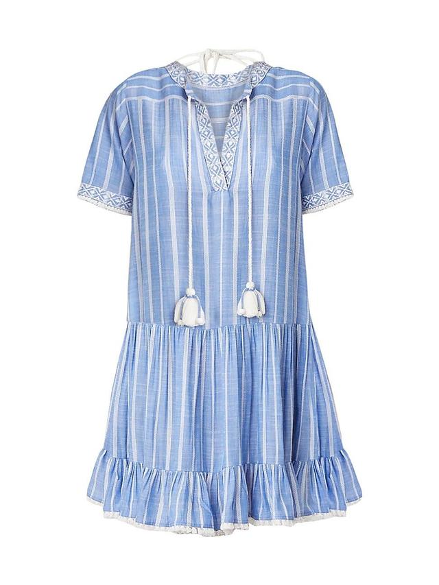 Womens Striped Chambray Short-Sleeve Minidress Product Image