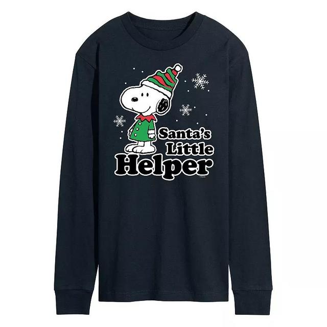 Mens Peanuts Santas Little Helper Long Sleeve Tee Blue Product Image