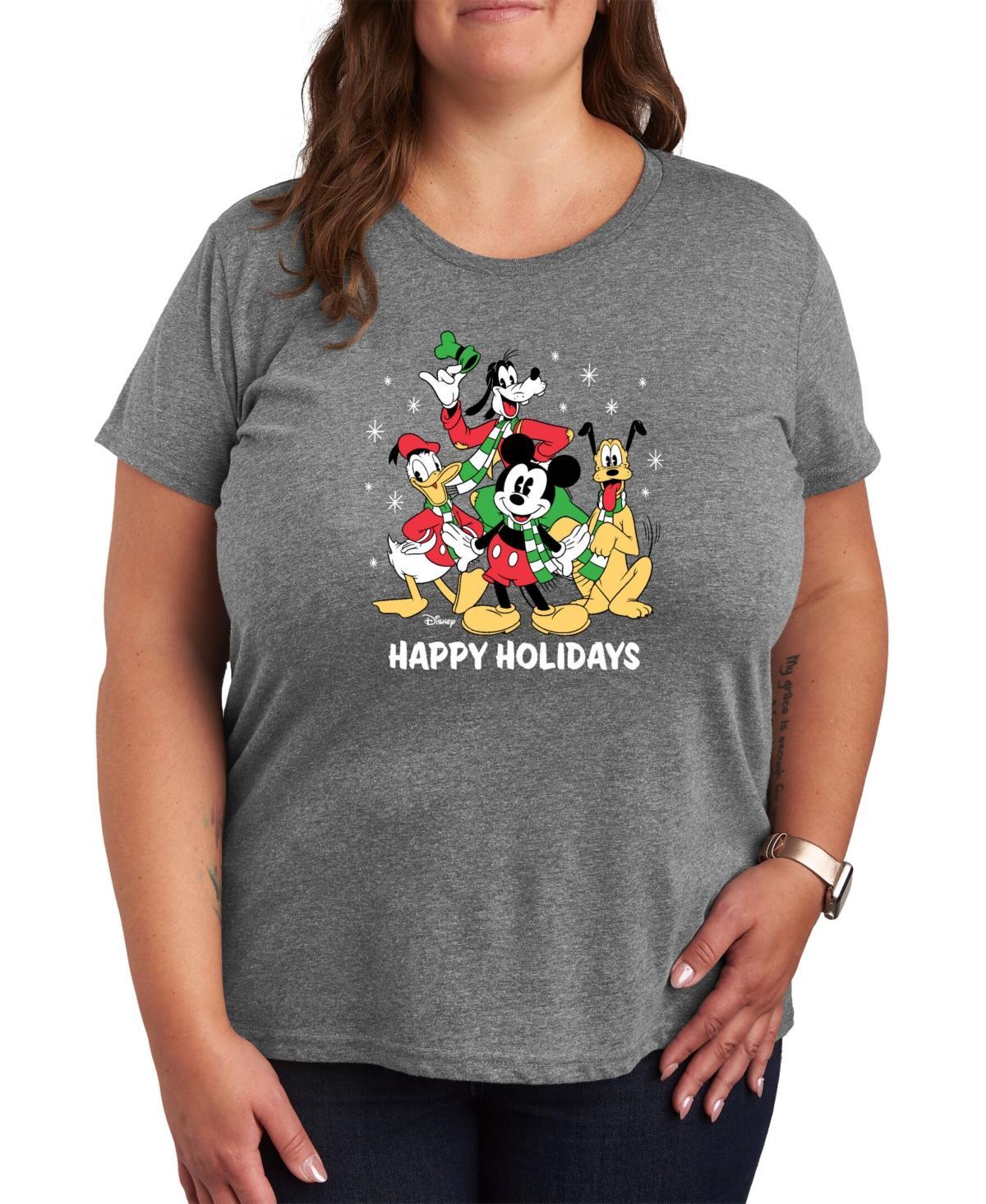 Air Waves Trendy Plus Size Disney Happy Holidays Graphic T-shirt Product Image