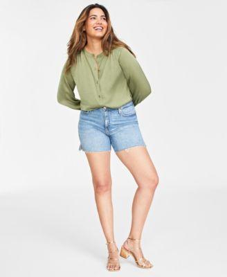 On 34th Womens High Rise Raw-Hem Jean Shorts, Created for Macys Product Image