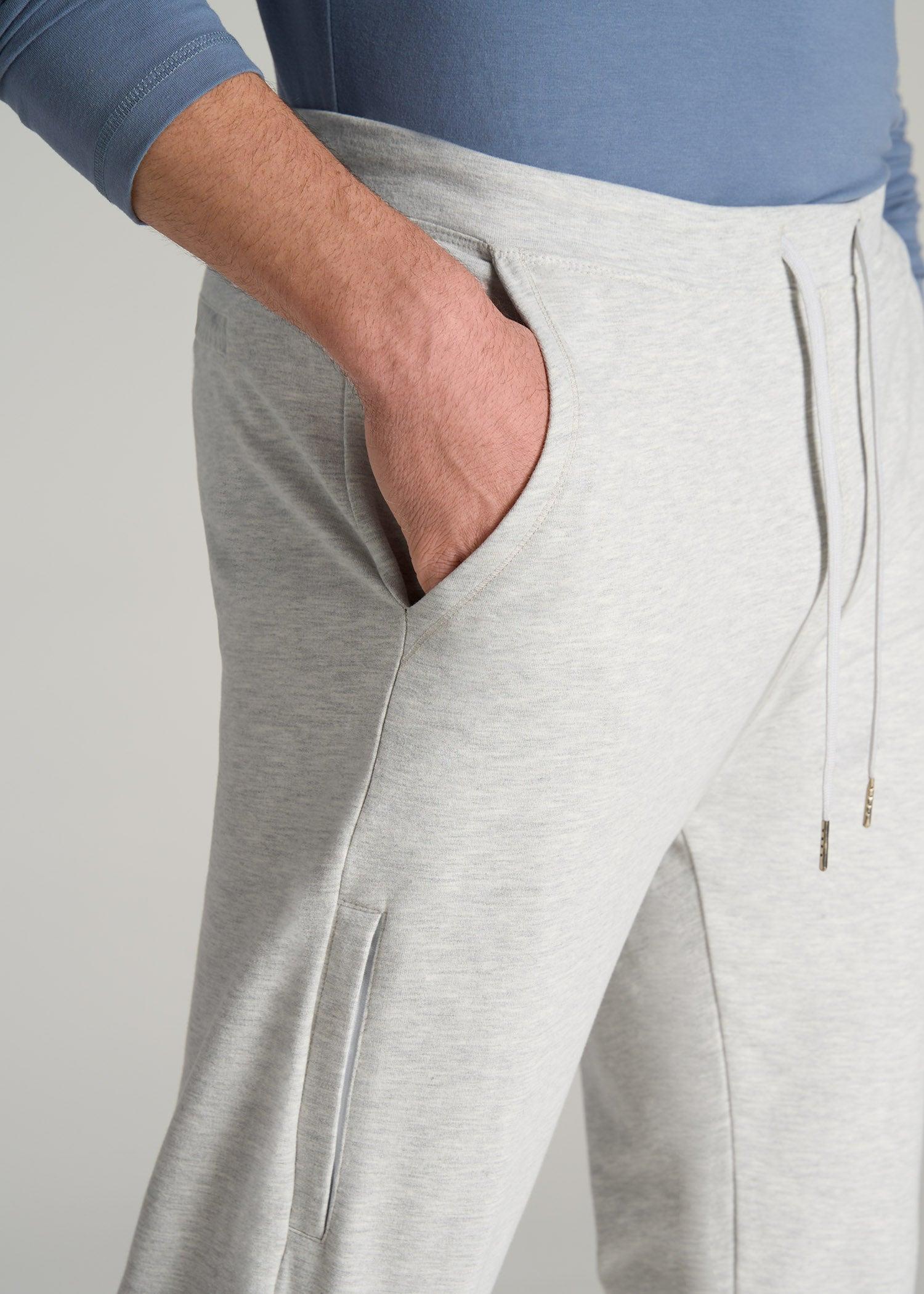 Microsanded French Terry Sweatpants for Tall Men in Grey Mix Male Product Image