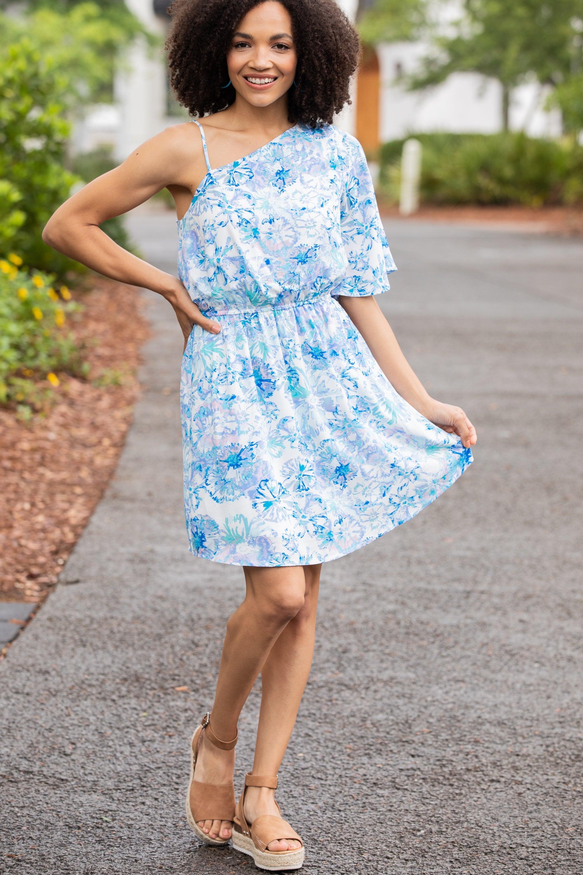 Just In My Dreams Blue Floral Dress Female Product Image