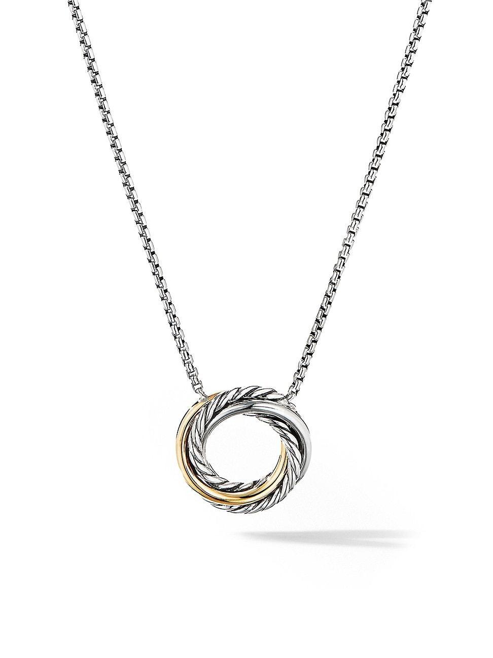 Womens Crossover Mini Pendant Necklace with 18K Yellow Gold Product Image