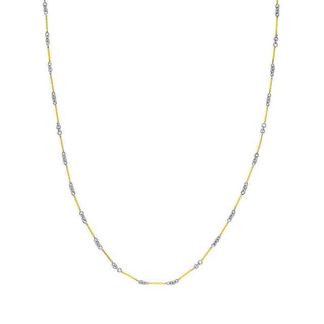 14k Gold Twisted Bar Cable Chain Necklace, Womens Two Tone Product Image