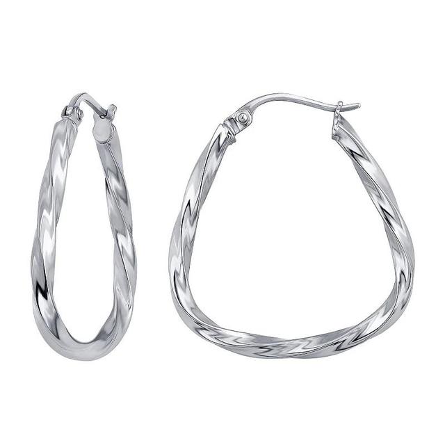 Aleure Precioso Sterling Silver 25 mm Oval Twisted Hoop Earrings, Womens Product Image