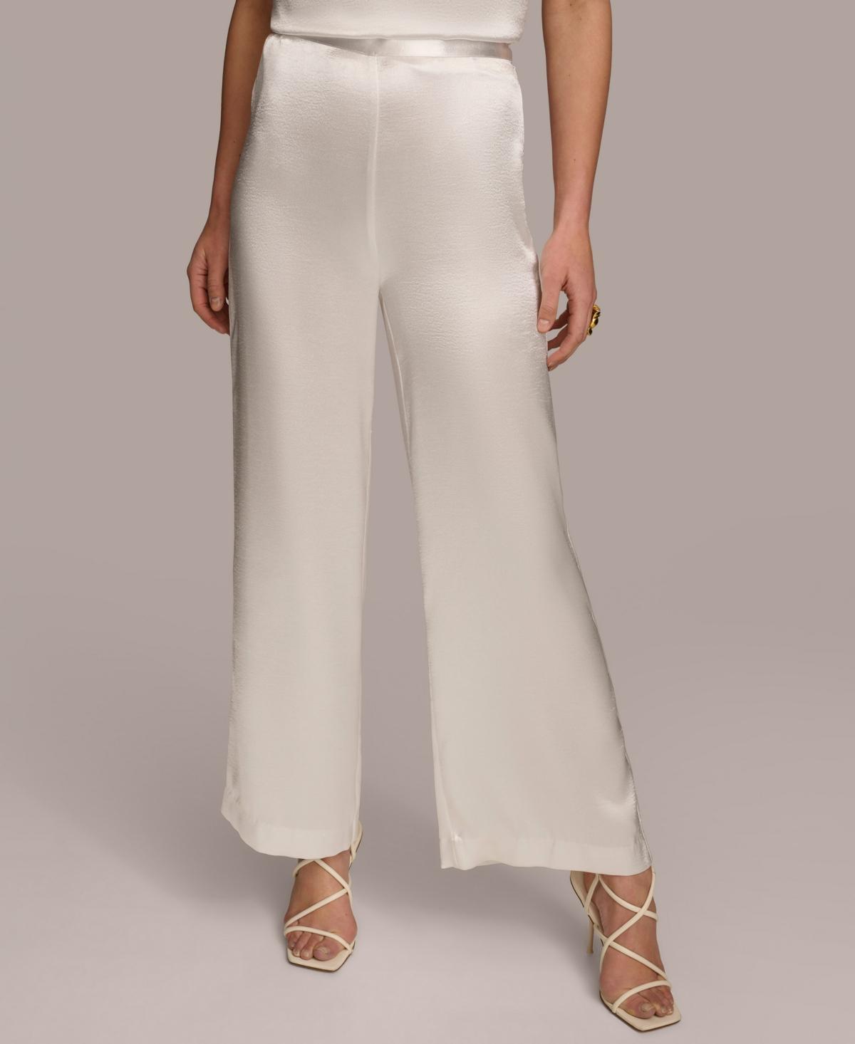 Donna Karan Womens Wide-Leg Satin Pants product image