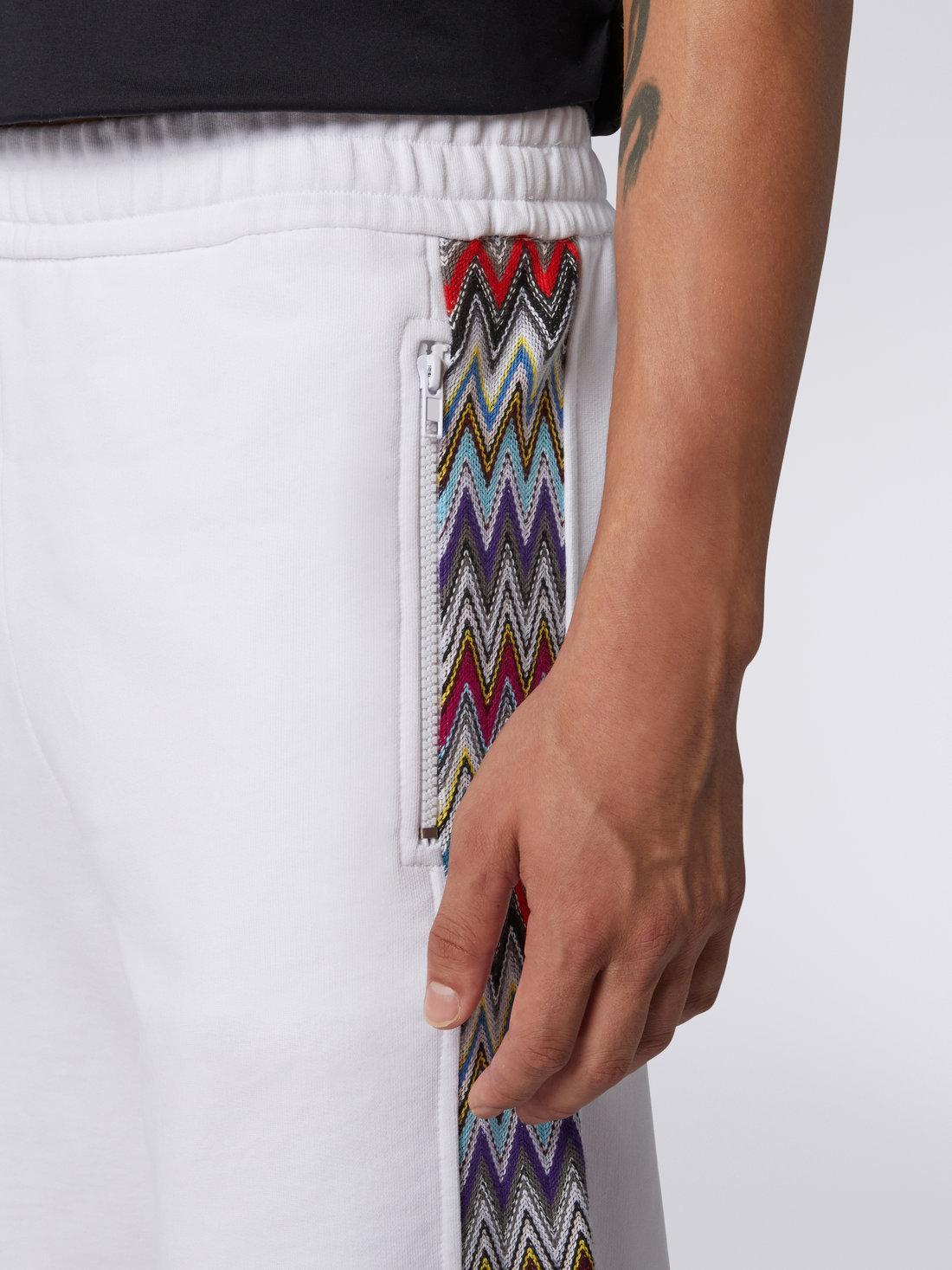 Cotton fleece Bermuda shorts with knitted insert White | Missoni Product Image