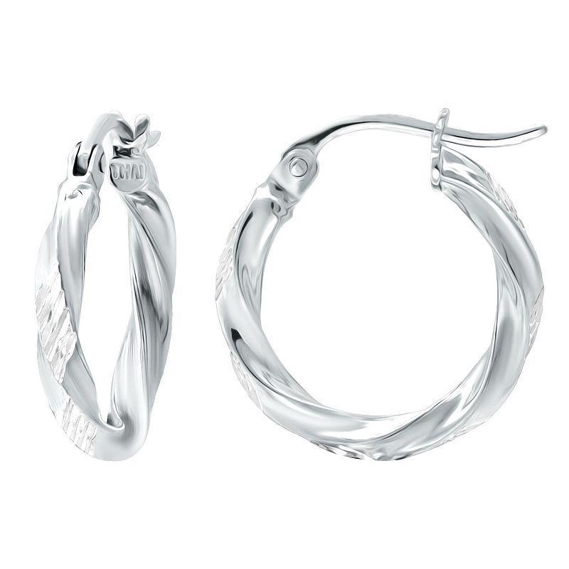 Aleure Precioso Sterling Silver Textured Twist Hoop Earrings, Womens Product Image