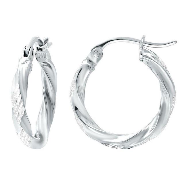 Aleure Precioso Sterling Silver Textured Twist Hoop Earrings, Womens Product Image