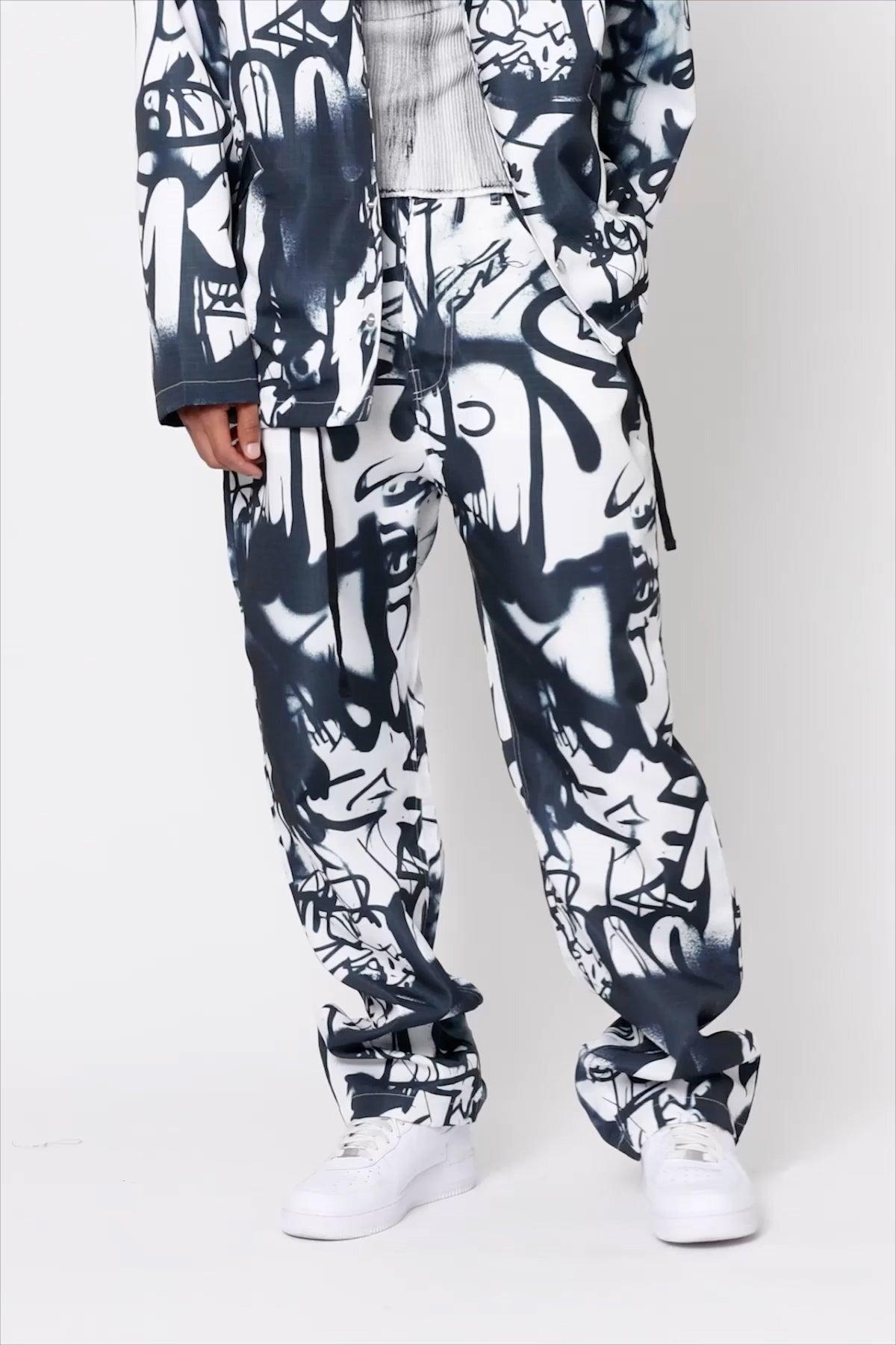 Graffiti Coach Pants - Black/White Product Image