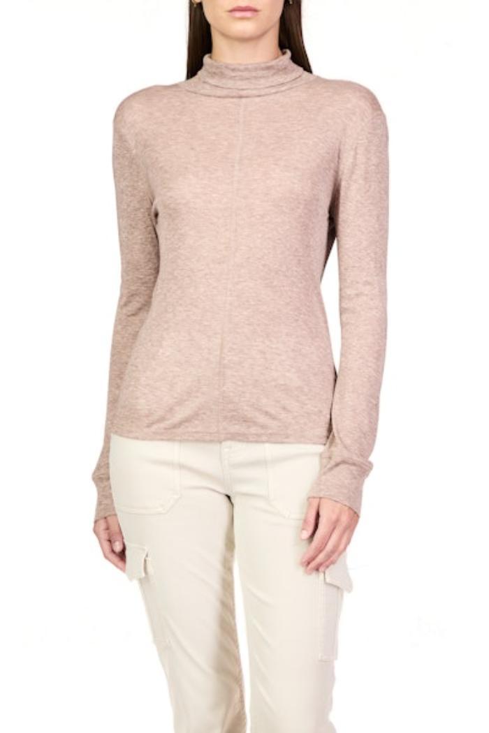 Exposed Seams Mock Neck - Heather Feather Product Image