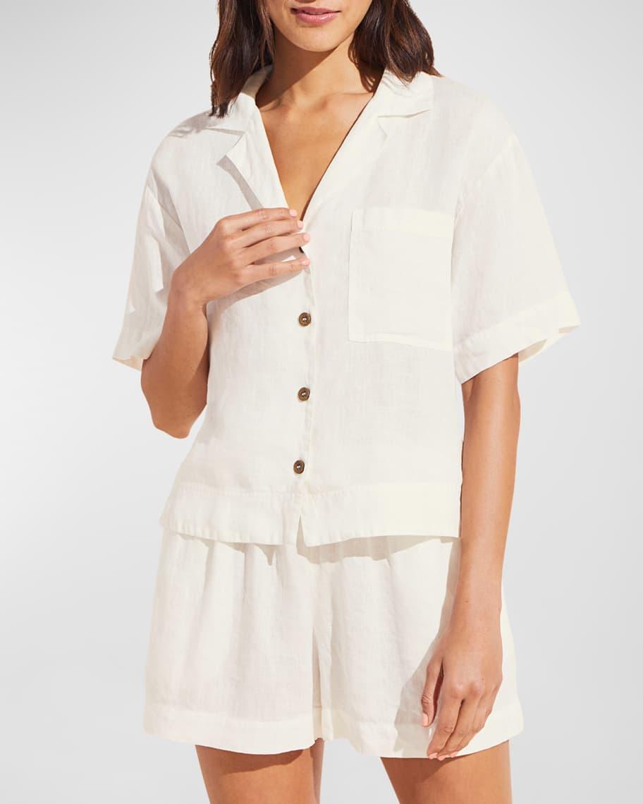 Garment-Dyed Short Linen Pajama Set Product Image